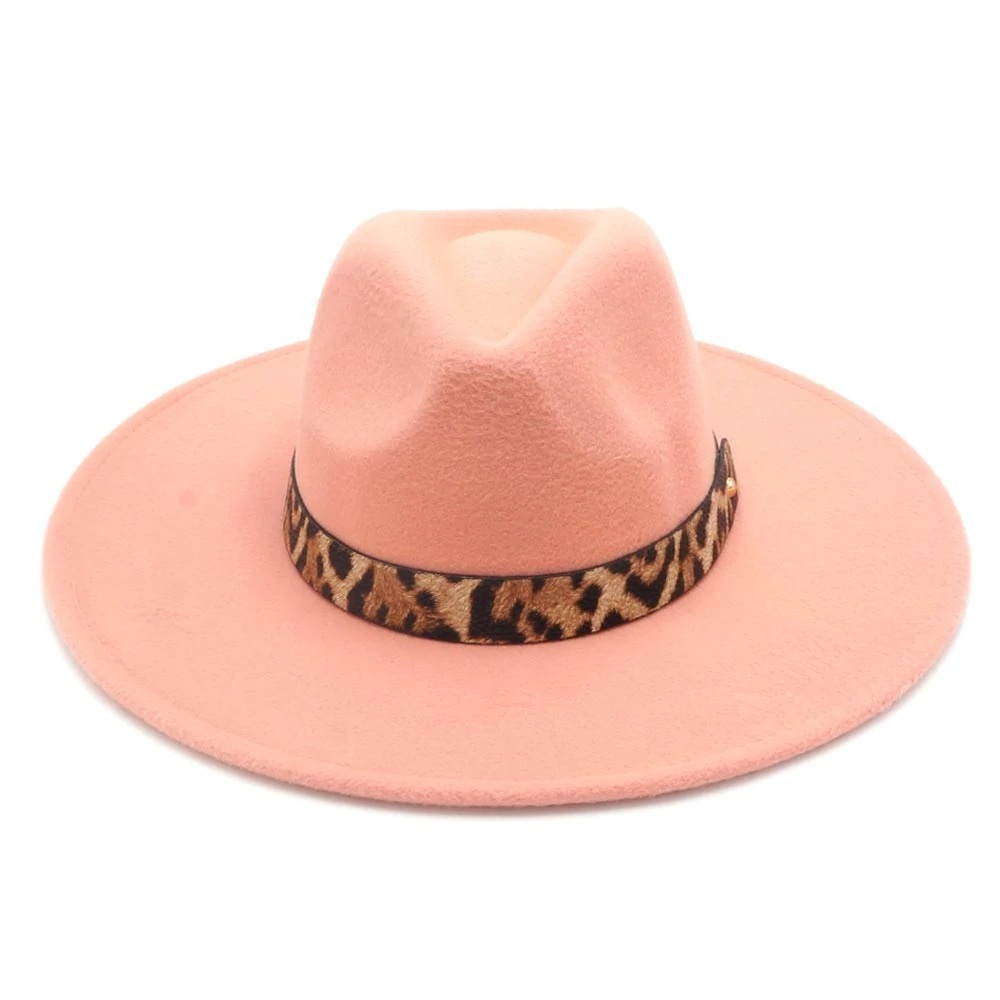 Blush Pink Belted Fedora